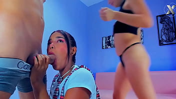 Preview 2 of Local Xxxii Videos - double blowjobs from two stepsisters with the neighbor