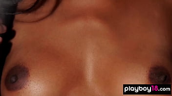 Preview 3 of Orgy Korea - Skinny ebony ballerina Jahla Pope  stripping during her daily workout