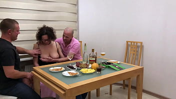 Preview 1 of Sam Sun - Two Friends Fucked a Married Whore in all Holes! (Amateur video. Part 1)