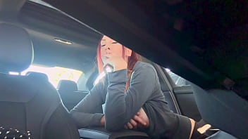 Preview 4 of Dubai Girls Sex Bideo - Italian Big Tits MIlf Artemisia Love Showing her big horny tits while smoking in the car ,  ponytal long hair fetish
