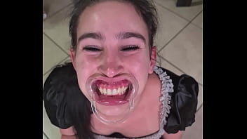 Preview 2 of Xxx Video Piley - French maid tries to d. her own piss with a lip retractor | funny