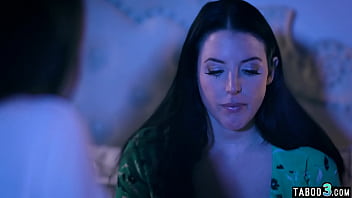 Preview 1 of Anushka Ss - Naughty lesbian teen Abigail Mac consoling her chubby MILF neighbor Angela White