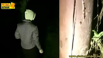 Preview 1 of Alison Tyler Zenci - PissingOutdoor - Girl in stockings peeing on the front of the house in the night