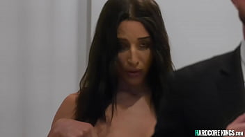 Preview 1 of Lingerie Di - Naked couple fuck brunette in threesome