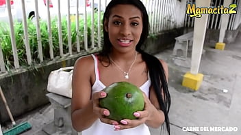 Preview 1 of Pron Huab - CARNE DEL MERCADO - #Indira Uma #Alex Moreno - Sexy Curious Brunette Rides Big Cock After Work