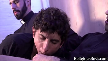 Preview 2 of Englesh Sex - Twink Altar Boy Caught Masturbating And Fucked- Carter Ford, 