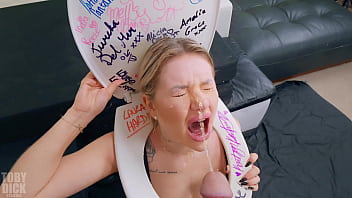 Preview 1 of Boy And Sheman - ANAL PISS WHORE Georgia Koneva Swallows the GOLDEN URINE that is wretched from her tummy in hard throatfuck - she is lost and degraded