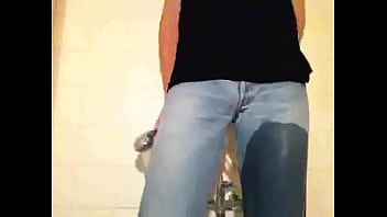 Preview 2 of Asians Pussy Eat - Light blue Levis 501 wet under the shower :-)