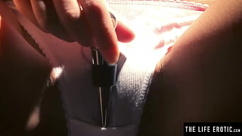Preview 2 of Public Fingring - White cotton panties soaked as she rubs her hairy pussy to orgasm