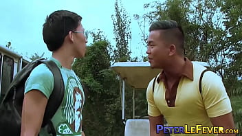 Preview 1 of Step Kichen - Naughty Asian jock hardcore fucking his twink on the grass