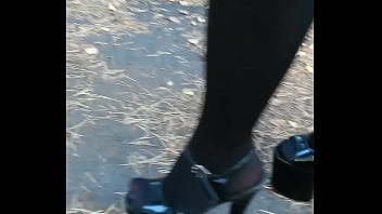 Preview 3 of X Video S - Lady L walking xtreme black high heels.