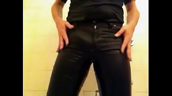 Preview 4 of Dec D - Shower in skinny black Cheap Monday - getting hart in wet tight jeans