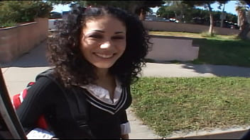 Preview 1 of Chrissy Chambers Porn Video - Slim natural Latina Girl Summer Bailey with Curly Hair Tricked to Pickup Fuck