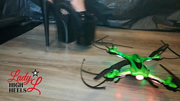 Preview 2 of Sunny Leone Big Brazzer - Lady L crush drone with extreme high heels(video short version)