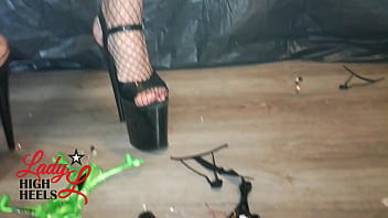 Preview 4 of Sunny Leone Big Brazzer - Lady L crush drone with extreme high heels(video short version)