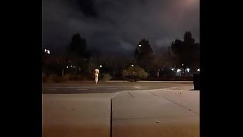 Preview 2 of Two Man One Girl Fuking - Streaking a street under a full moon
