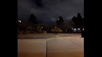Preview 1 of Two Man One Girl Fuking - Streaking a street under a full moon
