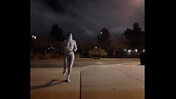Preview 4 of Two Man One Girl Fuking - Streaking a street under a full moon