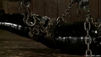 Preview 1 of Big Ass Fuking Very Big Cock - Busty MILF in heavy latex bondage