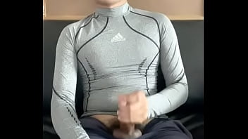 Preview 2 of Oldman Creambie Teen - Asian guy jerking off in sport suit