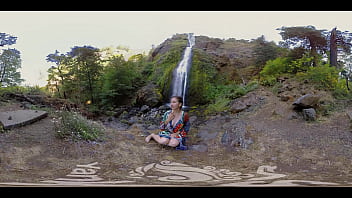 Preview 1 of Snow Sax Xxx - Watch hottie brunette Calliope masturbating at the waterfall