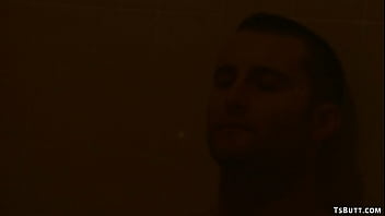 Preview 1 of Sunny Leone Xn Com - Big cock TS anal fucks guy from sauna