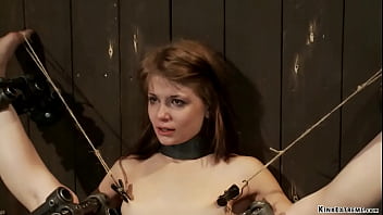 Preview 3 of Shemale Smoking And Fucking - Suspended upside down slave gets toyed
