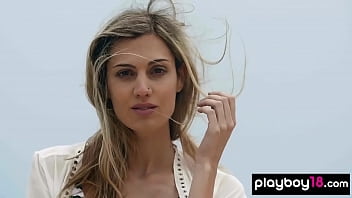 Preview 1 of Sis Bro Game - Super skinny blondie Francy Torino gets naked on the beach outdoor