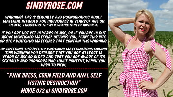 Preview 1 of Sunny Leone Shane - Pink dress,  corn field and anal self fisting destruction