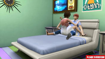 Preview 2 of Petite Glasses Anal - Asian step sister fucks step brother after sharing bed waking to him up bored sucking his cock with condom