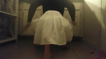 Preview 1 of Aj Emma - Sissy in skirt riding her dildo