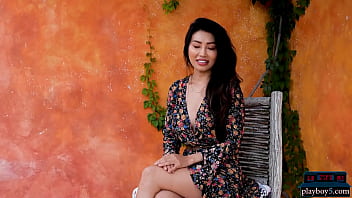 Preview 2 of Girl Seduce Alien - Big boobs hot Asian MILF model Viviane Leigh strips naked outdoor