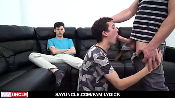 Preview 2 of Eboey Xxx - Stepbrothers Take Turns engulfing Their Stepdaddy