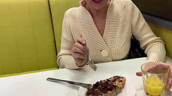 Preview 4 of Pregnat Momxxx - Milf public sperm eating .