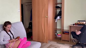 Preview 1 of Russia Sister In Law - While the step brother watches the movie the little Fucks with his friend