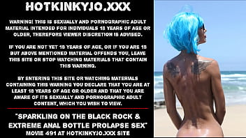 Preview 1 of Man Face Fuck Girl - Sparkling on the black rock &amp_ extreme anal bottle prolapse sex