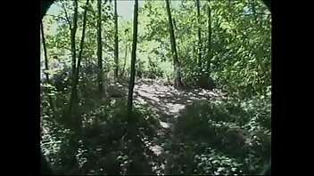 Preview 1 of Japanese Vintage Cuckold - Naughty bbw with big tits gives a guy a blowjob in the forest,  and her friend masturbates on the grass