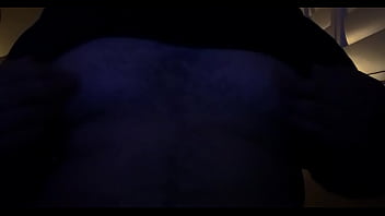 Preview 2 of Lesbians Mofos - d. horney chubby beared guy plays with his manboobs