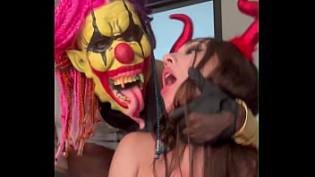 Preview 2 of Sex South Indian Son Com - Emo Slut Queen Of Hell Cosplays The Devil And Gets Some Holy Dick From Gibby The Clown