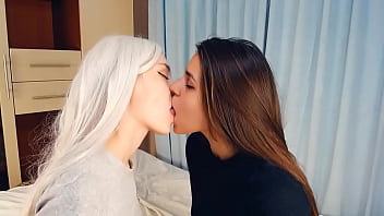 Preview 1 of Mom Son Swingers Party - 2 BEAUTIFUL LESBIAN LOVING FRENCH KISSING ON THE BED