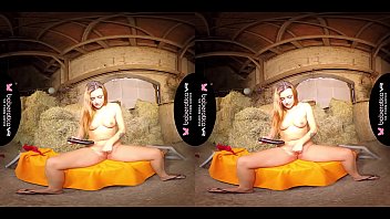 Preview 4 of Gay Balkan - Solo girl,  Daphne Klyde is using a black dildo,  in VR