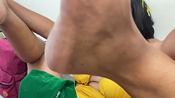 Preview 2 of Baby Boy Cute - Celebrating NEW YEAR with a nice foursome,  three women and a man fucking