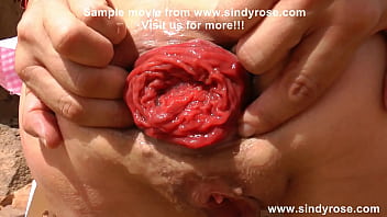 Preview 4 of India Sex Tour - Sindy Rose western style fuck her ass with big dildo and prolapse in public