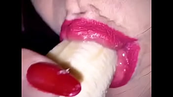 Preview 3 of Missed Girls - BABE DEMONSTRATES HOW SHE WOULD SUCK YOUR COCK USING A BANANA