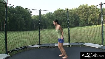 Preview 1 of Aladin Ki Nangi Mohabbat - Petite Teen Jumps on Trampoline and Masturbates