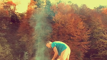 Preview 4 of First Time Xxz - smoking hot - nudist at campfire