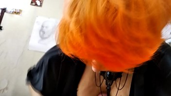 Preview 1 of Moster Cook Mom - A frantic mature redhead milf-beast selflessly sucks her husband&#039_s dick until they are called in private ...))