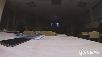 Preview 3 of Alina Shoplifters - Jerking off during lesson in the front of straight friend