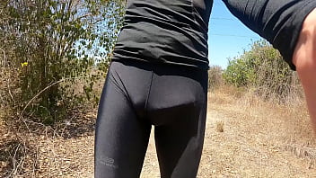Preview 2 of Desi Pantysex - Walking in my shiny leggings with my dick on fire