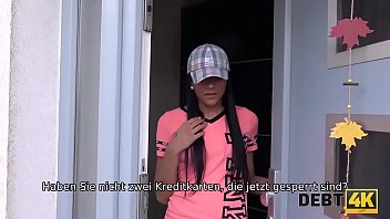 Preview 1 of Slammed Outside - DEBT4k. Das junge arbeitslose M&auml_dchen ist bereit,  f&uuml_r ihre neuen Kleider zu ficken